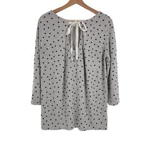 Market and Spruce‎ Women’s Size L Gray Polka Dot Sweater Ribbon Tie Back